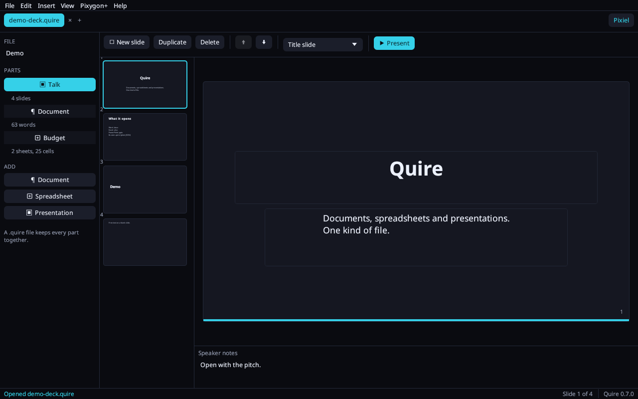 The presentation editor