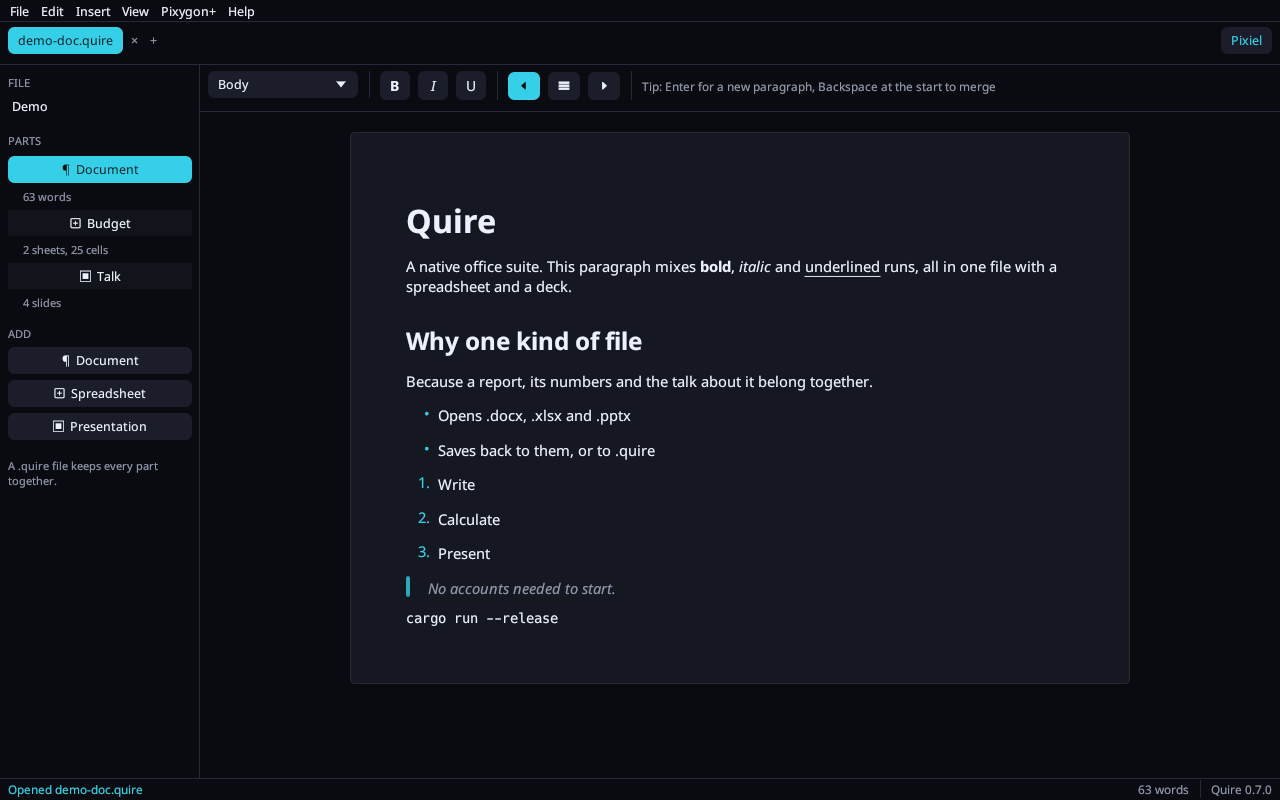 The document editor